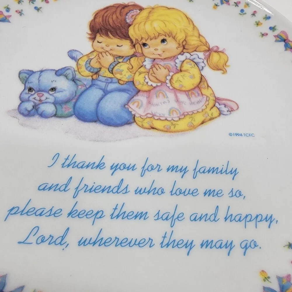 Special Blessings 6.5 in Decorative Plate 1994 Brother Sister Praying‎ With Cat